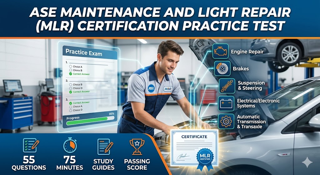 ASE Maintenance and Light Repair (MLR) Practice Exam Banner