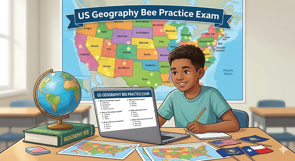 Geography Bee – United States Geography Practice Test Banner
