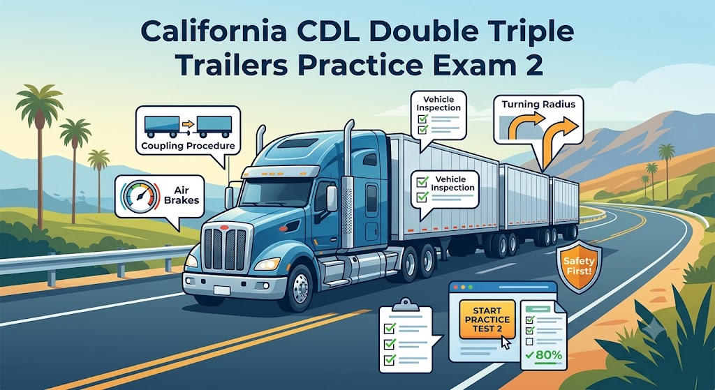 California CDL Double/Triple Trailers Practice 
Test 2 Banner