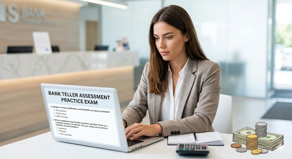 Bank Teller Assessment Practice Exam Banner