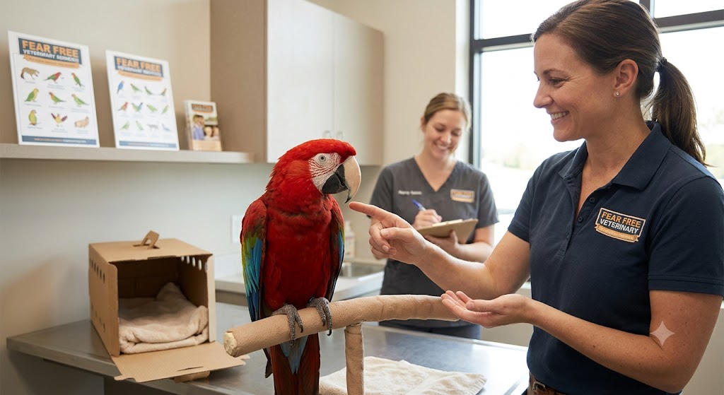 Fear Free Veterinary Avian Practice Exam Banner