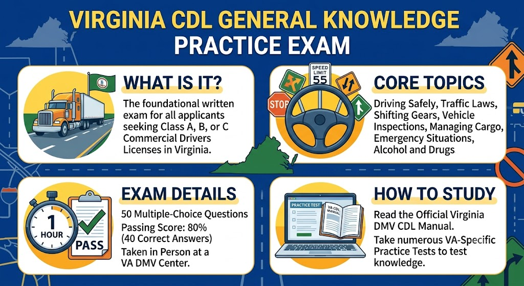 Virginia CDL General Knowledge Practice Test Banner