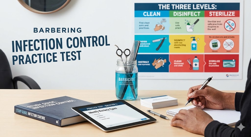 Barbering Infection Control Practice Test Banner