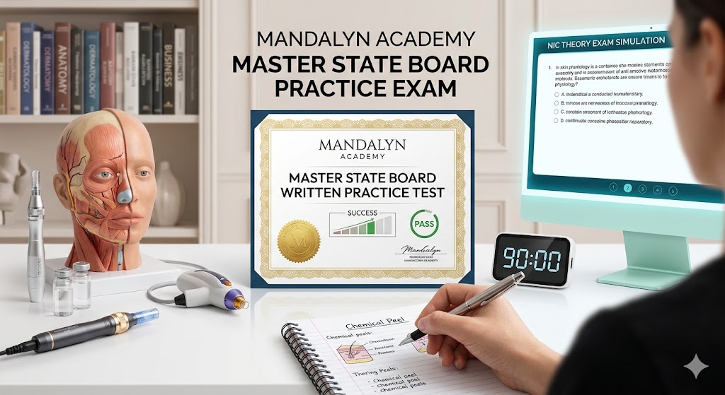 Mandalyn Academy Master State Board Written Practice Test Banner