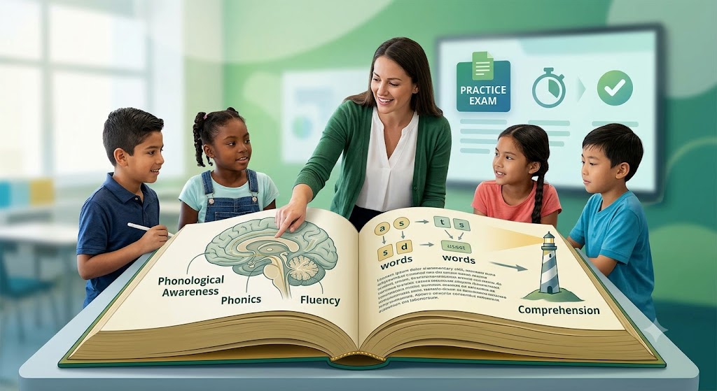 Teachers of Tomorrow Science of Teaching Reading (STR) Practice Exam Banner