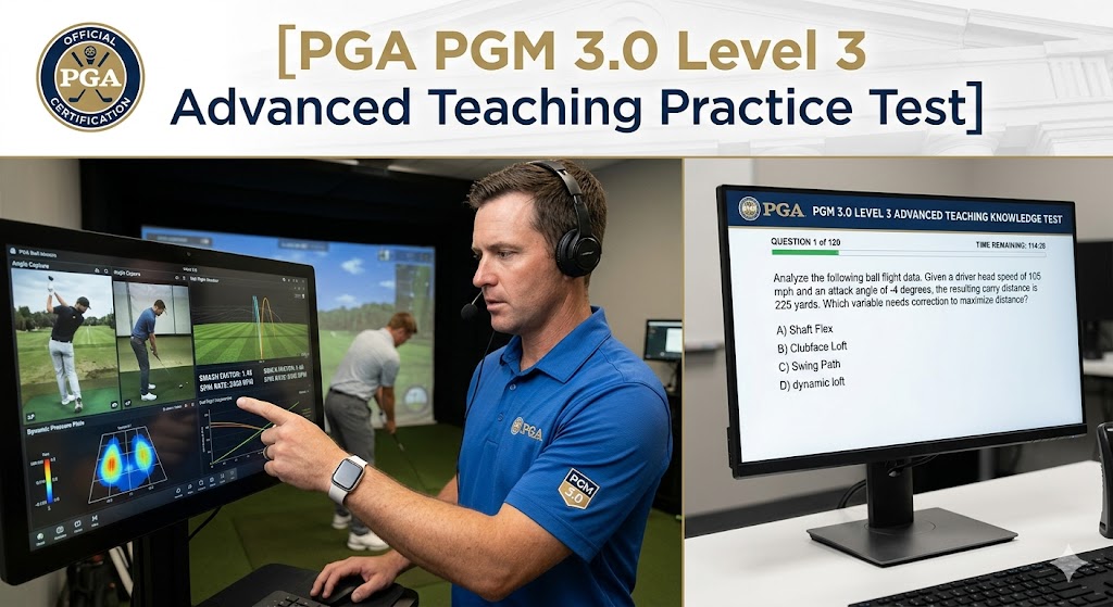 PGA PGM 3.0 Level 3 Advanced Teaching and Coaching practice Test Banner