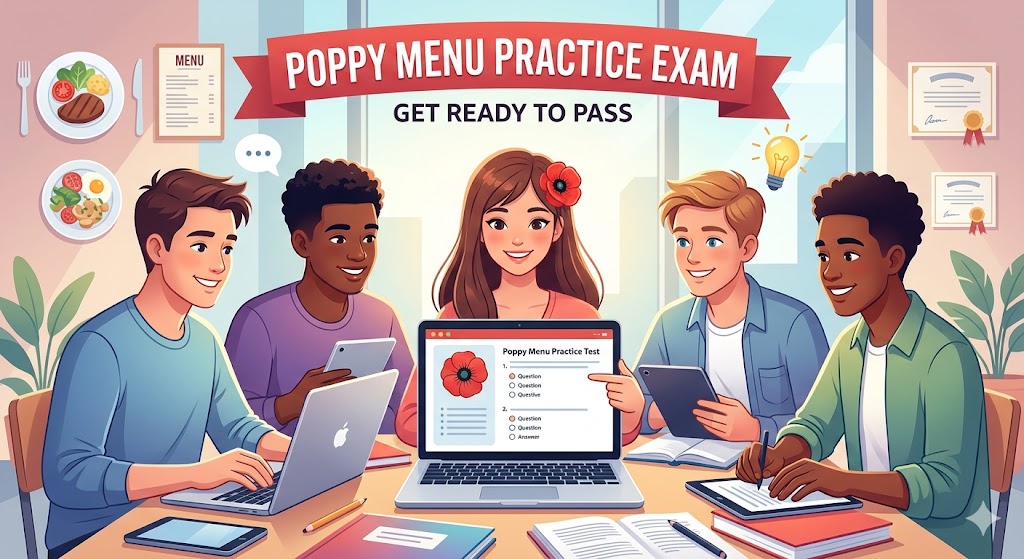 Poppy Menu Practice Test Banner