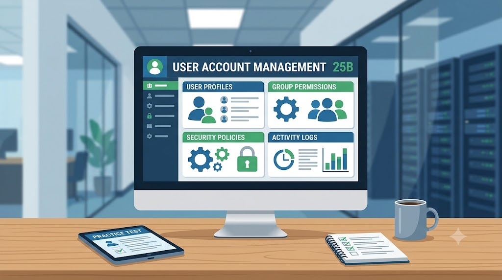 User Account Management 25B Practice Test Banner