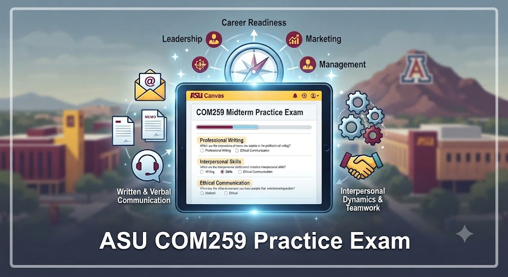 Arizona State University (ASU) COM259 Communication in Business and the Professions Midterm Practice Exam Banner