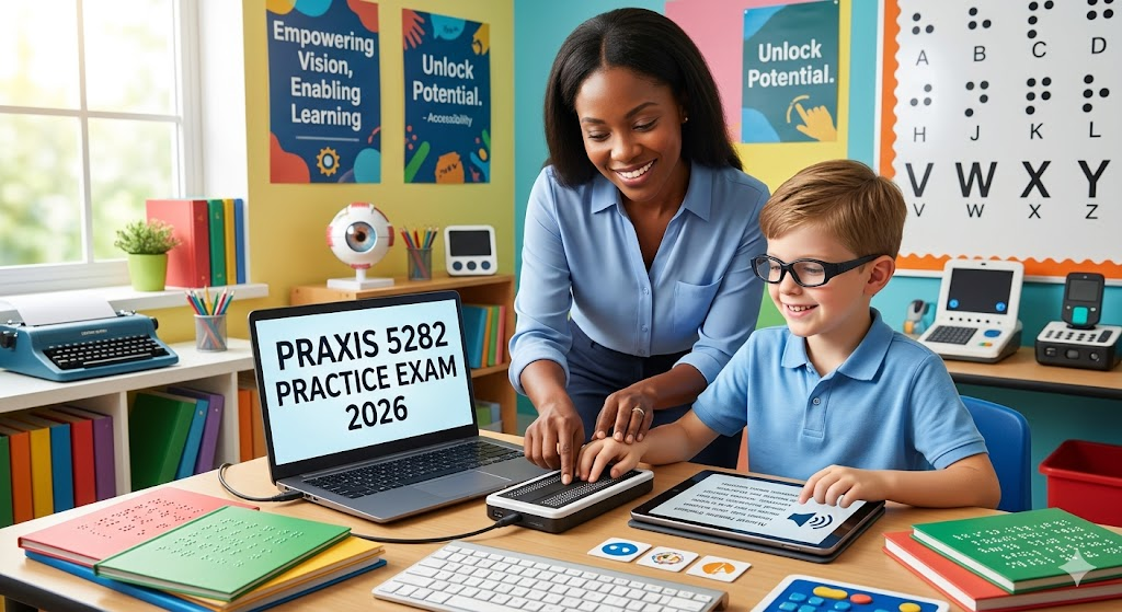 Praxis Teaching Students with Visual Impairments 5282 Practice Test 2026 | Exam Prep Questions Banner