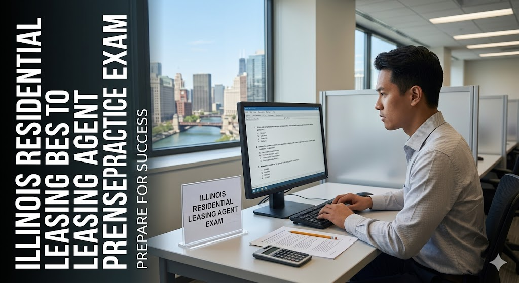 Illinois Residential Leasing Agent License Practice Exam Banner