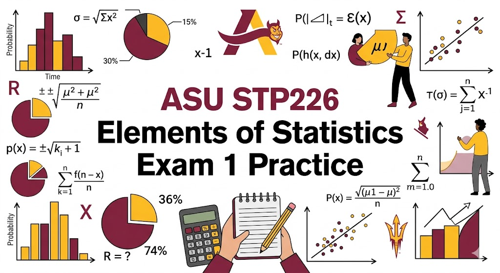 Arizona State University (ASU) STP226 Elements of Statistics Exam 1 Practice Banner
