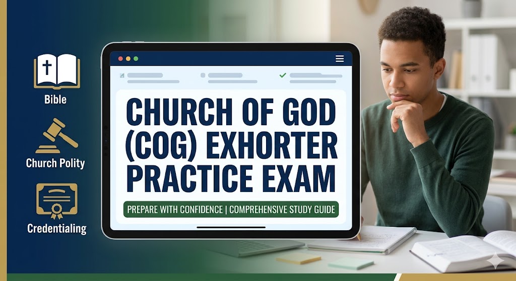 Church of God (COG) Exhorter Practice Exam Banner
