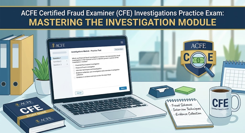 ACFE Certified Fraud Examiner (CFE) Investigations Practice Exam Banner