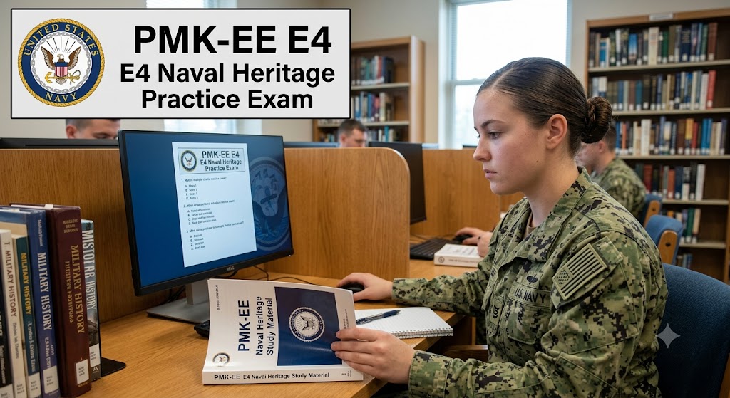 Professional Military Knowledge Eligibility Exam (PMK-EE) E4 Naval Heritage Practice Exam Banner