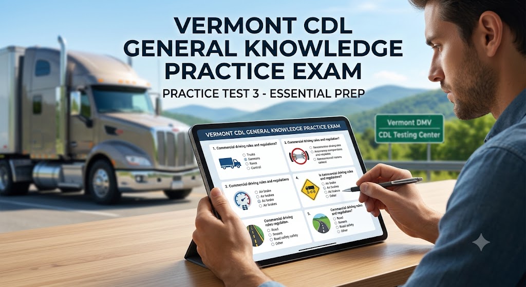 Vermont CDL General Knowledge Practice Test 3 Banner
