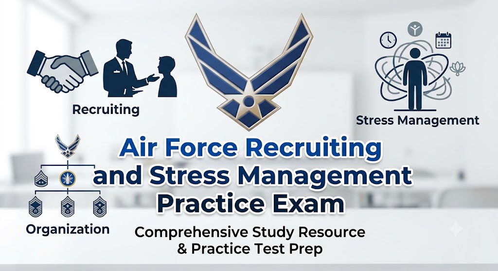 Air Force Recruiting, Organization, and Stress Management Practice Test Banner