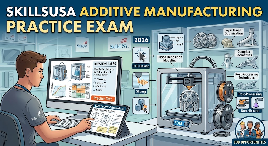 SkillsUSA Additive Manufacturing Practice Exam Banner