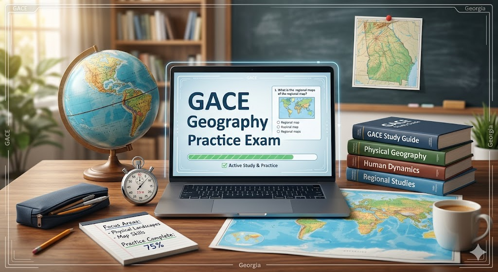 GACE Geography Practice Exam Banner