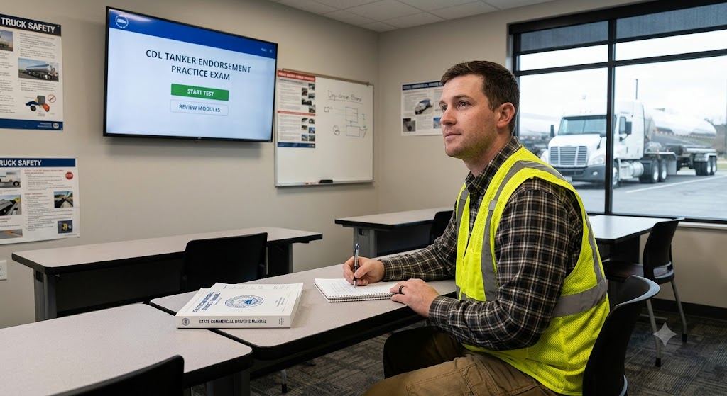 State CDL Tanker Practice Test & Exam Prep Banner
