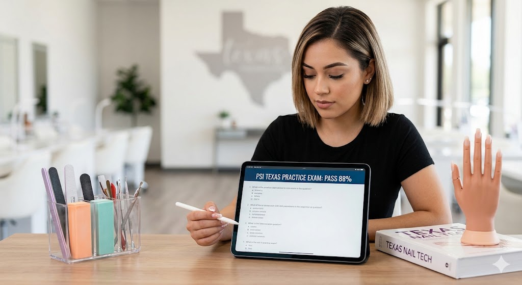 PSI Texas State Board Nail Tech PracticeExam Banner