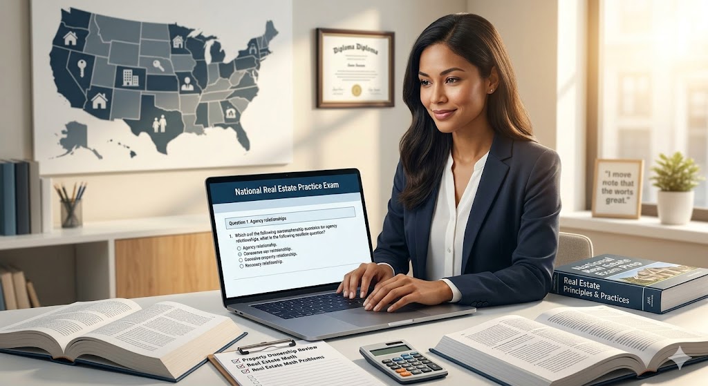 National Real Estate Practice Exam Study Guide Banner