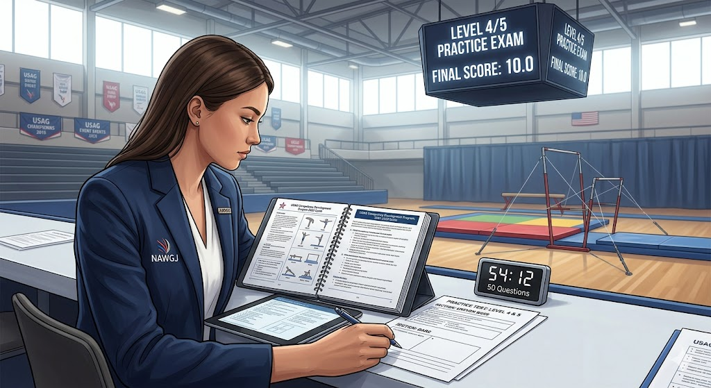 Judging Gymnastics: Levels 4 and 5 Practice Test Banner
