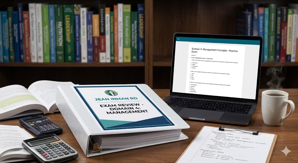 Jean Inman Registered Dietitian (RD) Domain 4 Practice Exam Banner