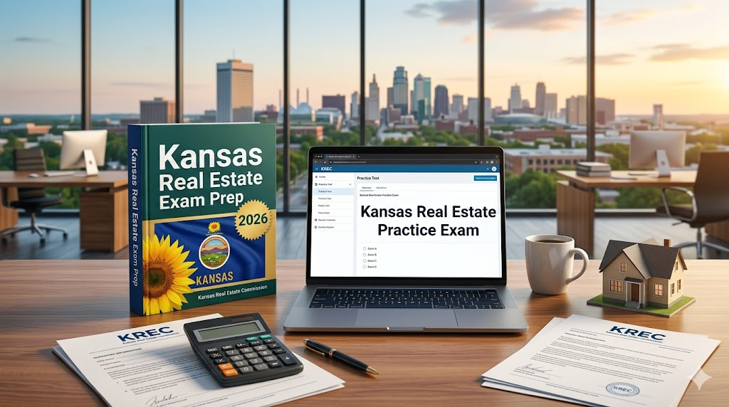 Kansas Real Estate Exam Prep 2026 | Real Estate Practice Questions Banner