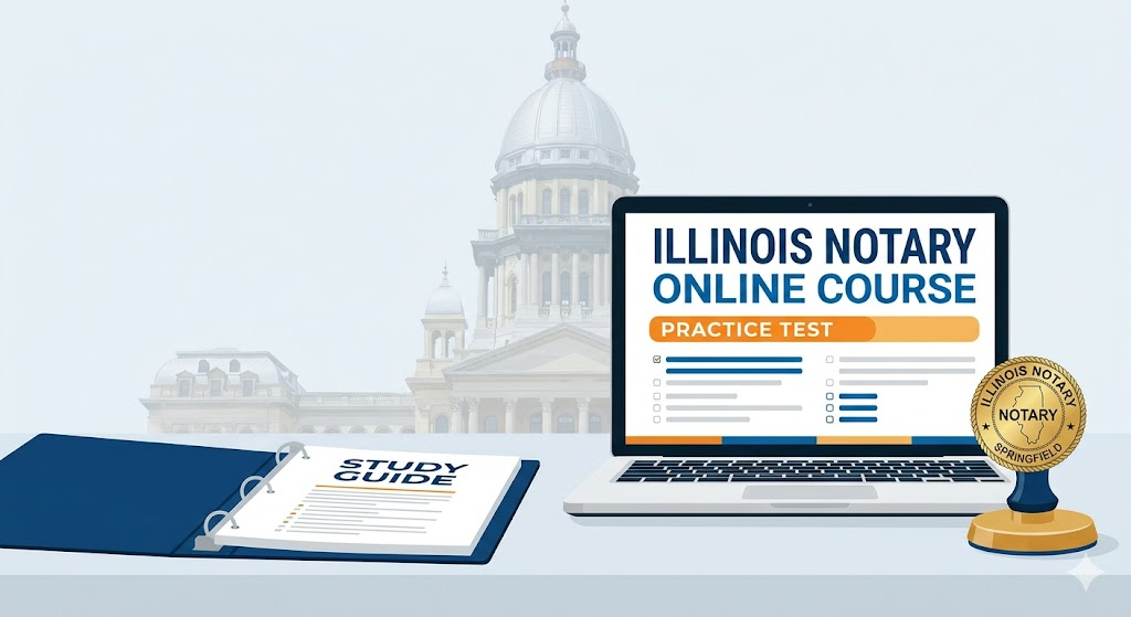 Illinois Notary Online Course Practice Test Banner
