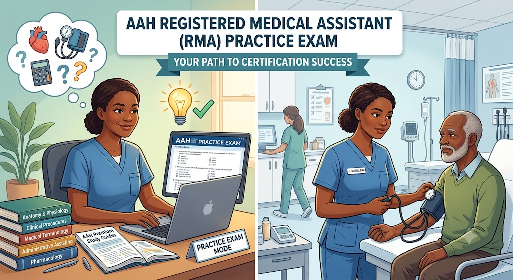 American Allied Health Registered Medical Assistant (RMA) Practice Exam Banner