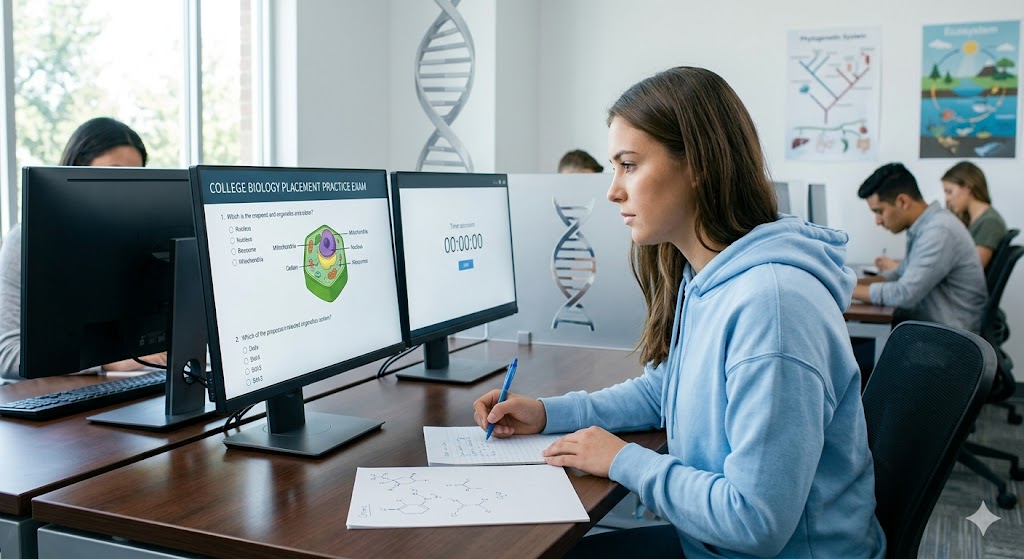 College Biology Placement Practice Test Banner