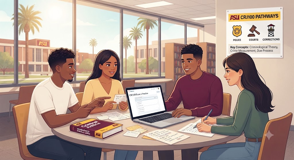 Arizona State University (ASU) CRJ100 Introduction to Criminal Justice Exam 1 Practice Banner