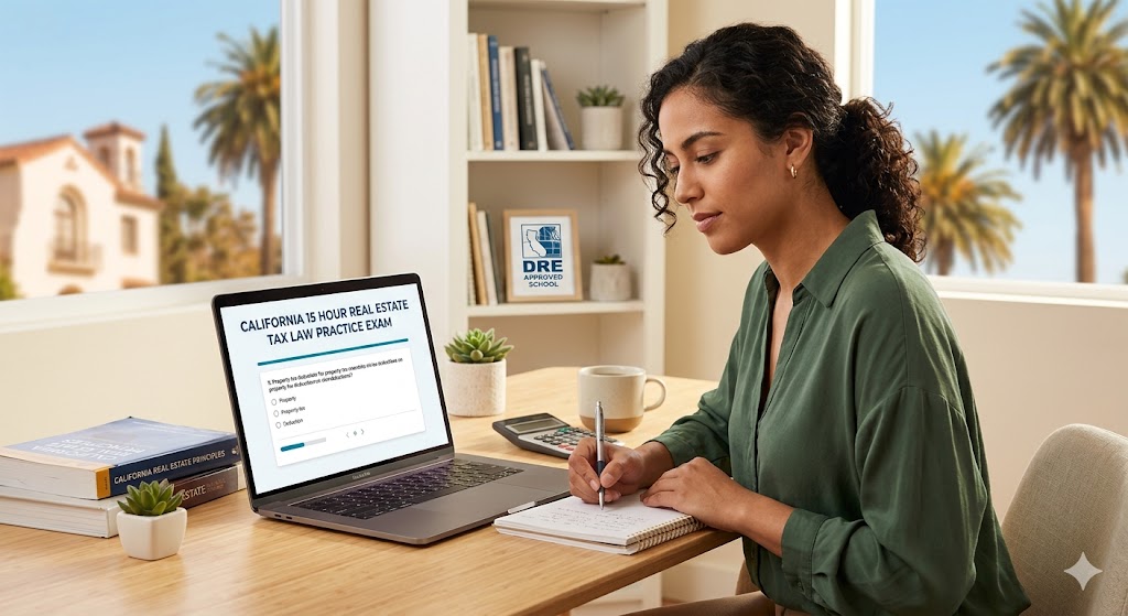 California 15 Hour Real Estate Tax Law Practice Exam Banner