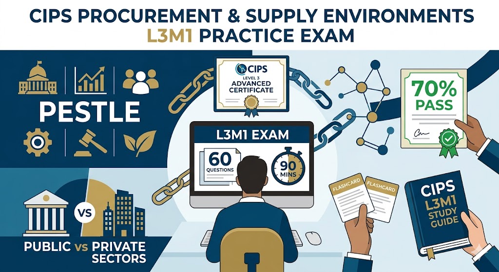CIPS Procurement and Supply Environments (L3M1) Practice Test Banner