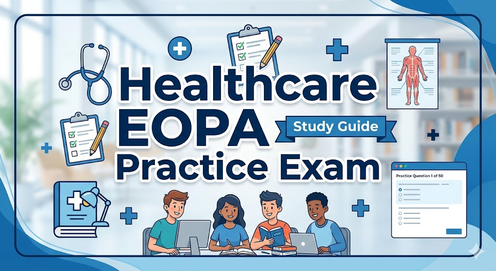 Healthcare EOPA Practice Exam Banner