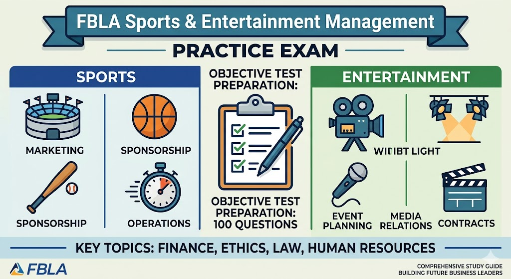 Future Business Leaders of America (FBLA) Sports Management and Entertainment Practice Exam Banner