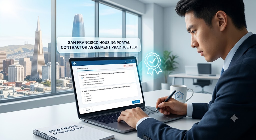 San Francisco Housing Portal Contractor Agreement Practice Test Banner