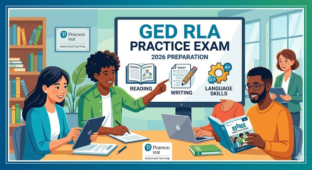 GED Reasoning Through Language Arts RLA Practice Test 2026 | Real Exam Questions and Answers Banner