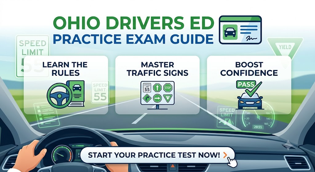 Ohio Drivers Ed Practice Exam Guide Banner