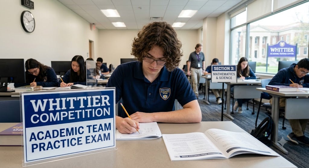 Whittier Competition Academic Team Practice Test Banner