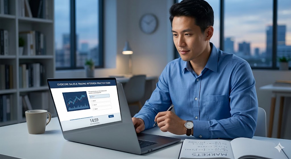 Evercore Sales & Trading Interview Practice Test Banner