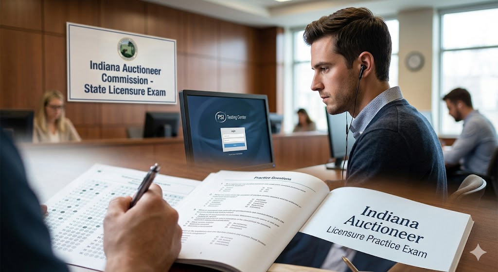 Indiana Auctioneer Licensure Practice Exam Banner