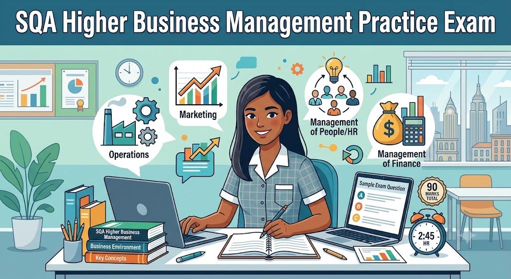 SQA Higher Business Management Practice Exam Banner