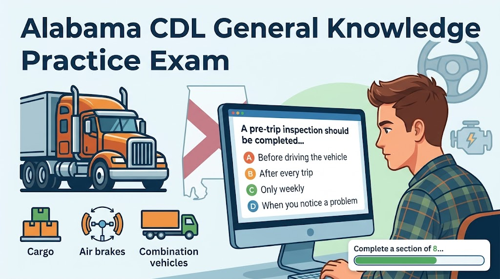 Alabama CDL General Knowledge Test Simulator Banner