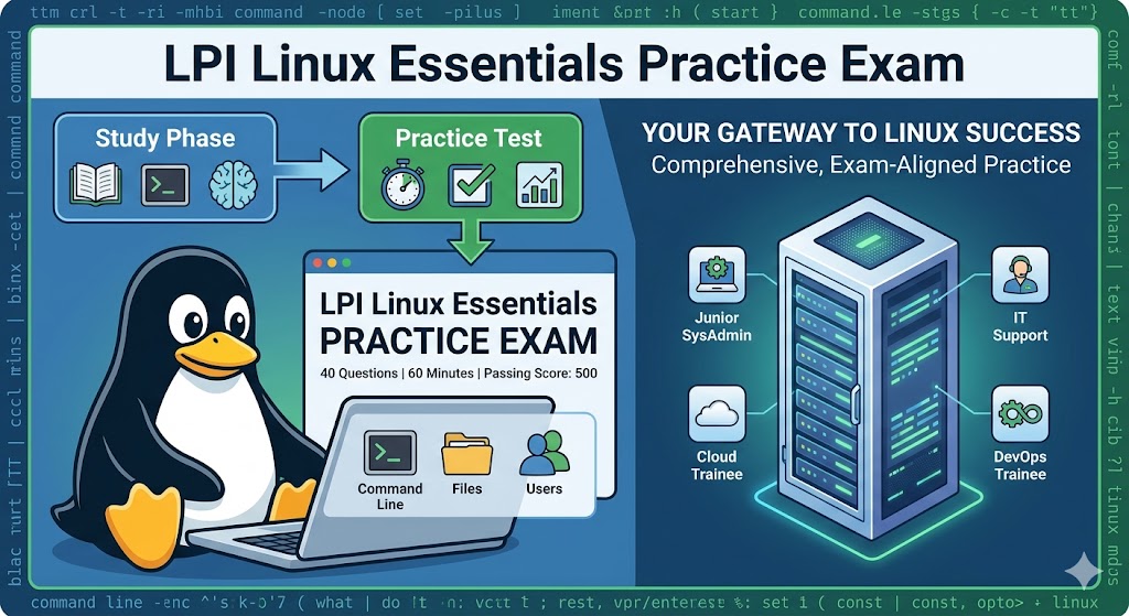 LPI Linux Essentials (D281 and C851) Practice Exam Banner