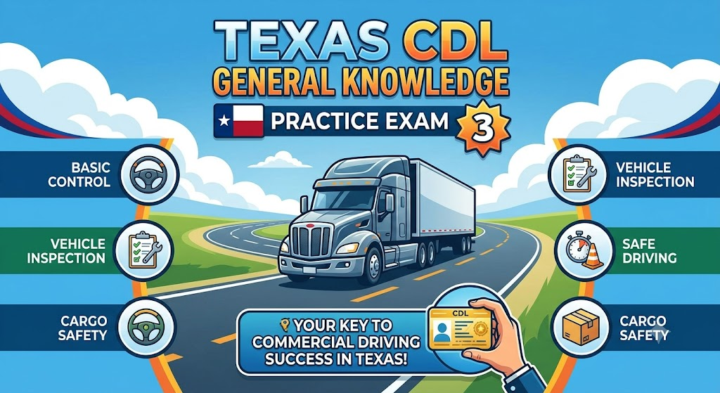 Texas CDL General Knowledge Practice Test 3 Banner