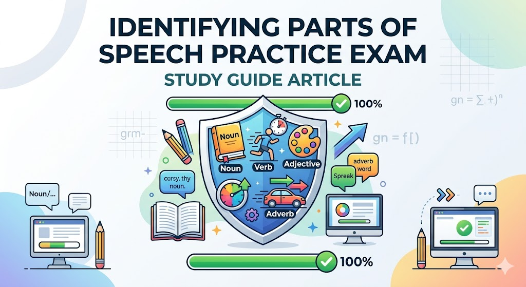 Identifying Parts of Speech Practice Test Banner