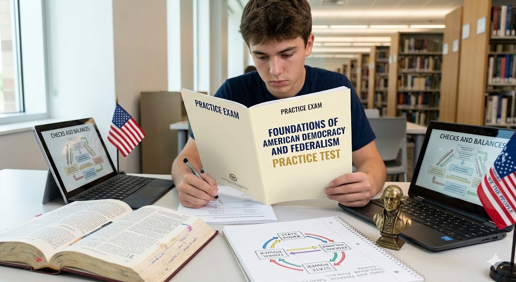 Foundations of American Democracy and Federalism Practice Test Banner