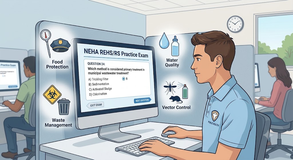 NEHA Registered Environmental Health Specialist/Registered Sanitarian (REHS/RS) Practice Exam Banner